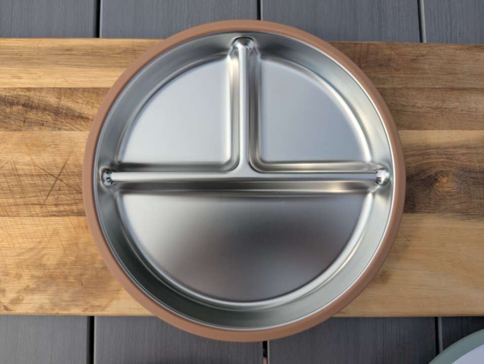 Servise for barn, stål og silikon