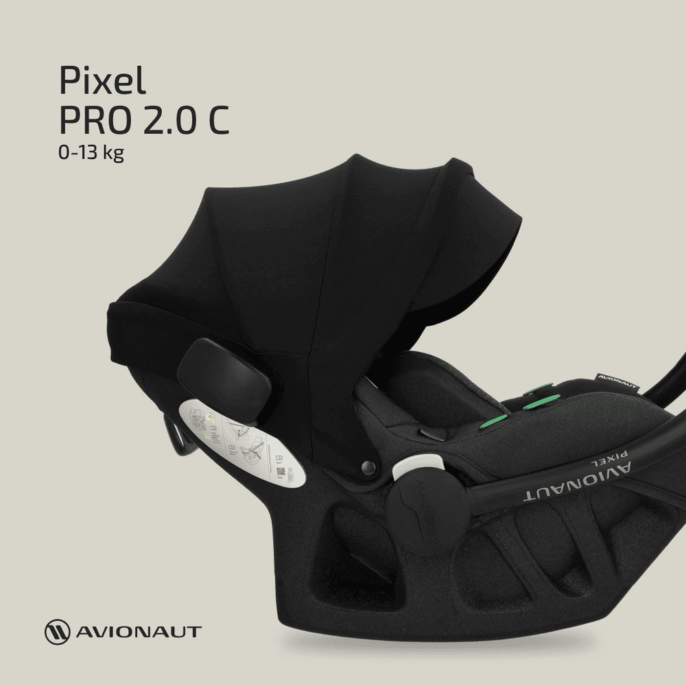 Holm Barnesikring TFK Avionaut Pixel Pro babystol, bilstol for spedbarn og prematur. Installeres på base eller beltemonteres. Verdens letteste spedbarnsstol.