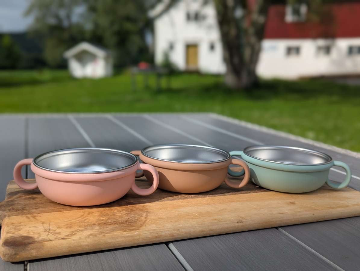 Skål til barn, stål og silikon