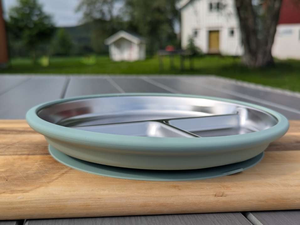 Tallerken til barn, stål og silikon