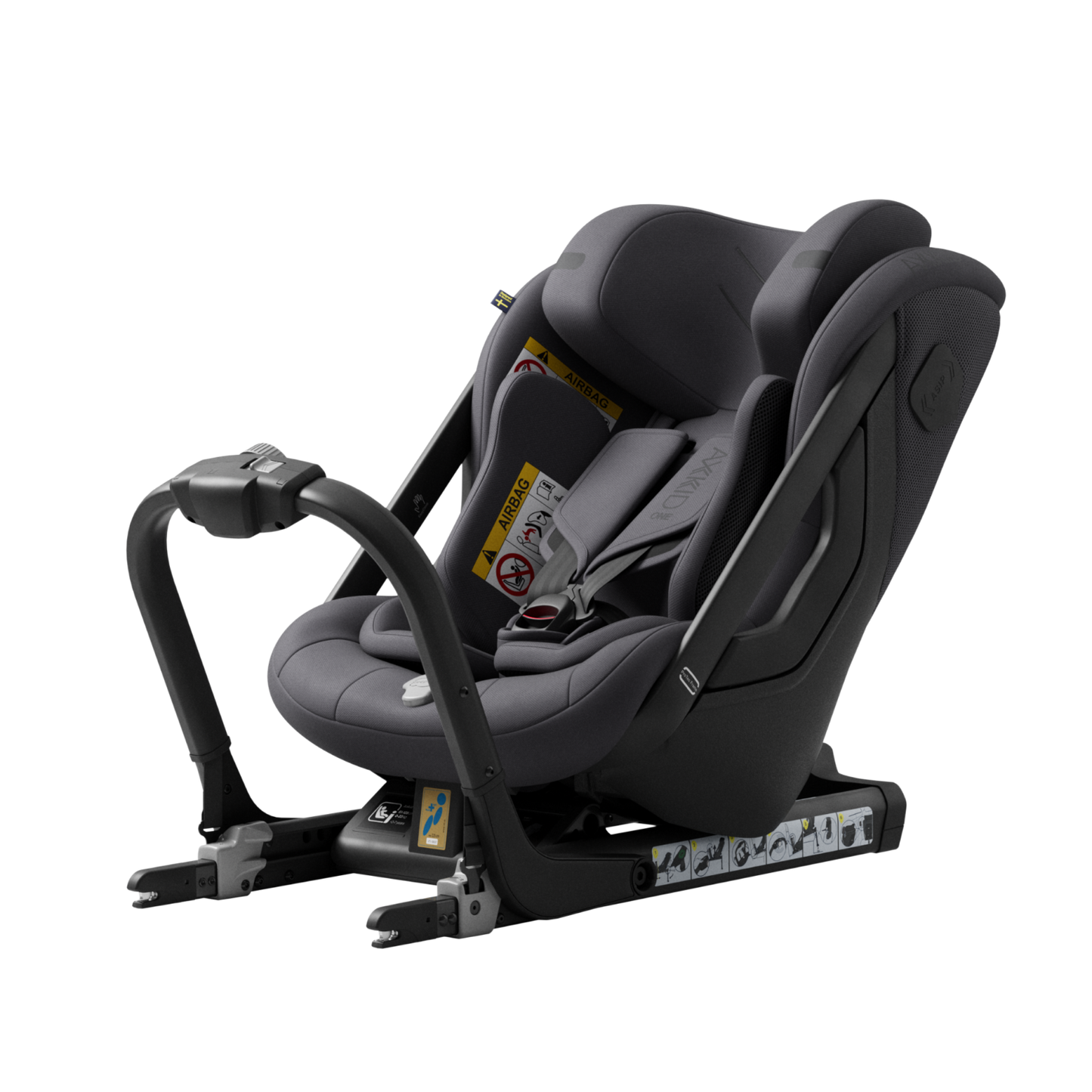 Bakovervendt, grå bilstol til 23 kilo og 125 cm. Passer alle biler med isofix.