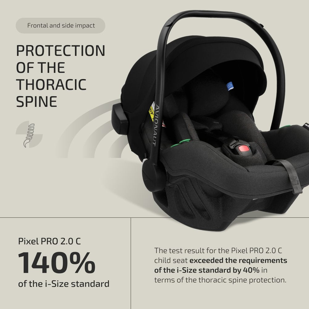 TFK spedbarnsstol, en babystol fra Avionaut. Bilstolen er optimal for beskyttelse av ryggraden.