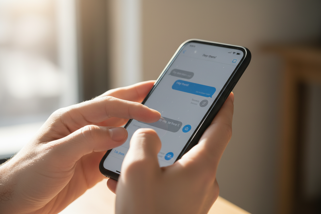 hender som chatter på mobil