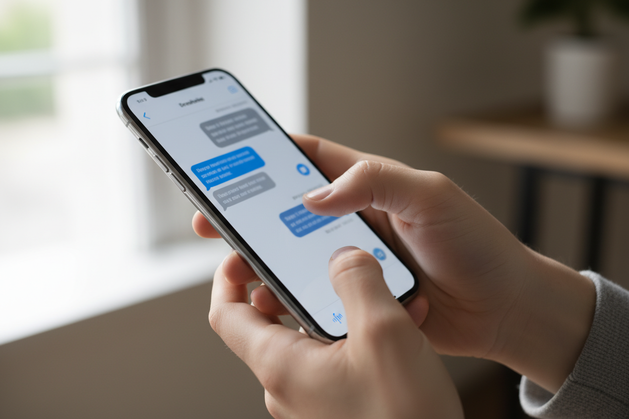 hender som chatter på mobil
