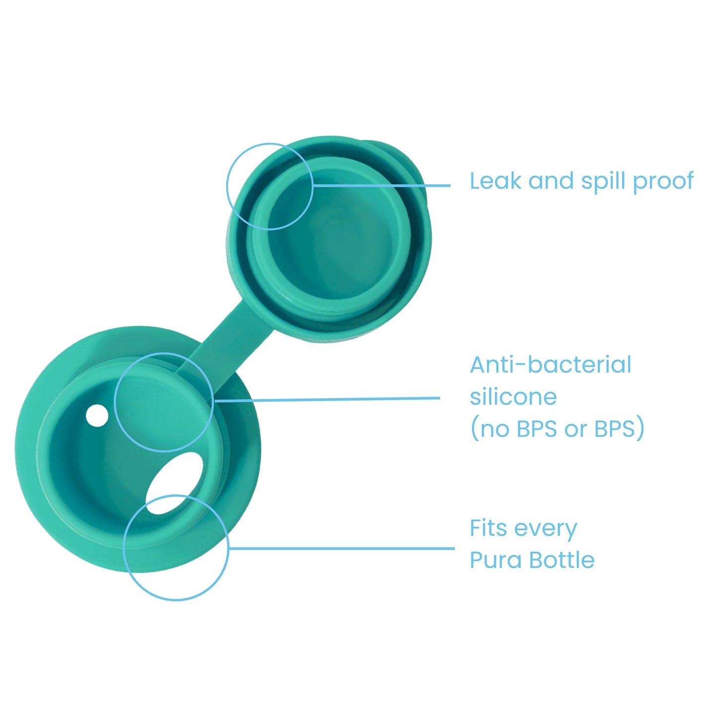 antibakteriell silikon sportstopp for plastfri drikkeflaske fra Pura